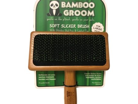 BAMBOO GROOM SOFT SLICKER BRUSH W SS PINS Discount