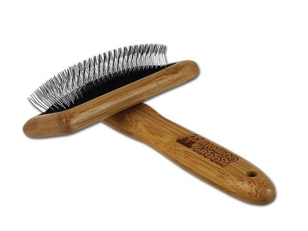 Bamboo Groom Slicker Brush with Stainless Steel Pins Hot on Sale