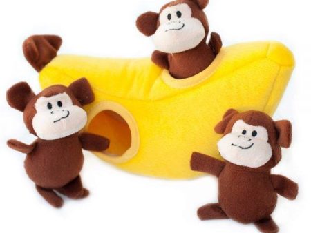 ZippyPaws Zippy Burrow Monkey  n Banana Hide and Seek Puzzle Dog Toy (Puzzle Dog Toy) on Sale