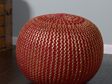 LR Resources Poufs 08125 Red Gold Pouf Hot on Sale