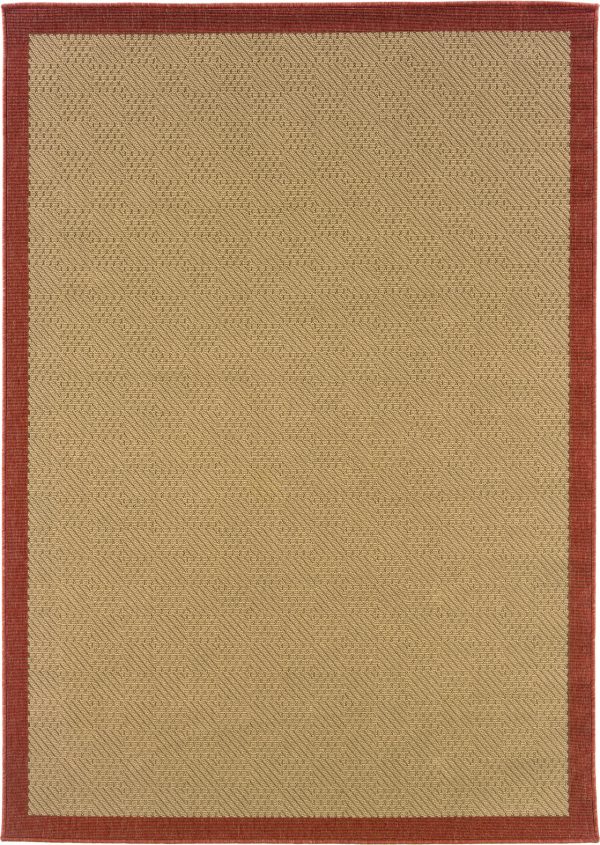 Oriental Weavers Lanai 525O8 Beige Red Area Rug For Sale