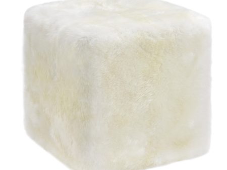 Auskin Luxury Skins Cushion Long Wool Cube Ivory Fashion