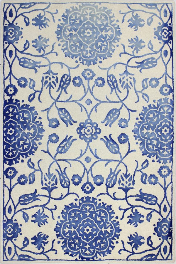 Bashian Impressions I166-RBW113 Ivory Blue Area Rug Sale