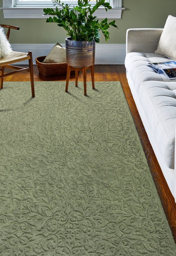 Bashian Verona R130-LC140 Green Area Rug For Sale