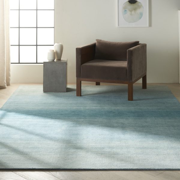 Calvin Klein CK206 Linear Glow Watercolor GLO01 Aqua Area Rug Cheap