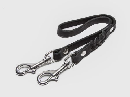 Cloud7: Riverside Park Black Leather Dog Leash Coupler For Sale