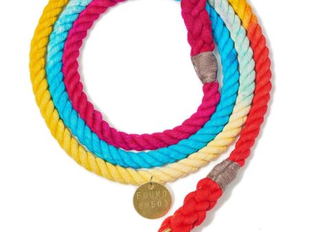 Adjustable Cotton Rope Dog Leash, Prismatic ombre For Cheap