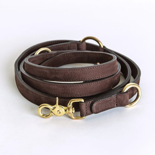 Cloud7: Tiergarten Nubuck Multiway Dog Leash in Mocca For Cheap